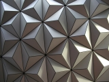 A close-up shot of Spaceship Earth's tiles at Epcot in Walt Disney World.