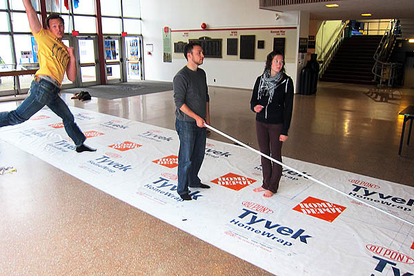 Preparing Tyvek sheeting for a geodesic dome cover