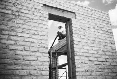 A freshly laid adobe wall near Sonoita, Arizona.