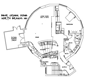 Bear Creek Geodesic Dome home main floor 