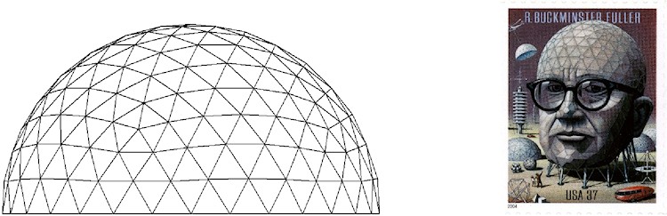 Figure 1:  6V Geodesic Dome and Buckminster Fuller Stamp